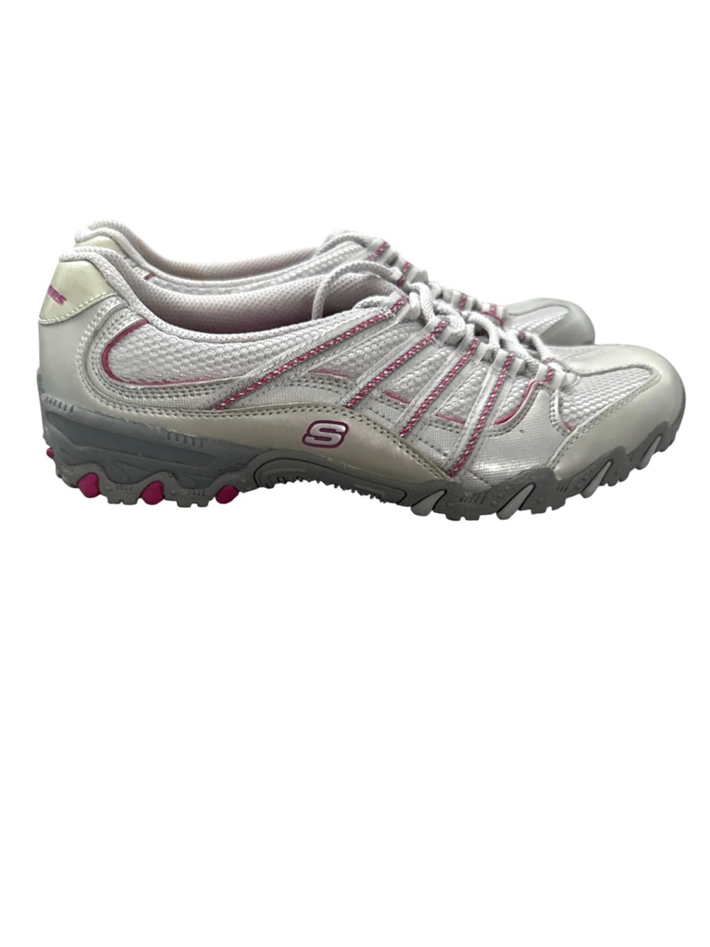 Skechers Compulsions Sleek Metallic & Pink Sneakers, Size 8.5.